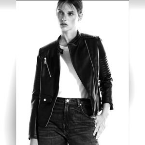 Zara Black Faux Leather Biker Jacket